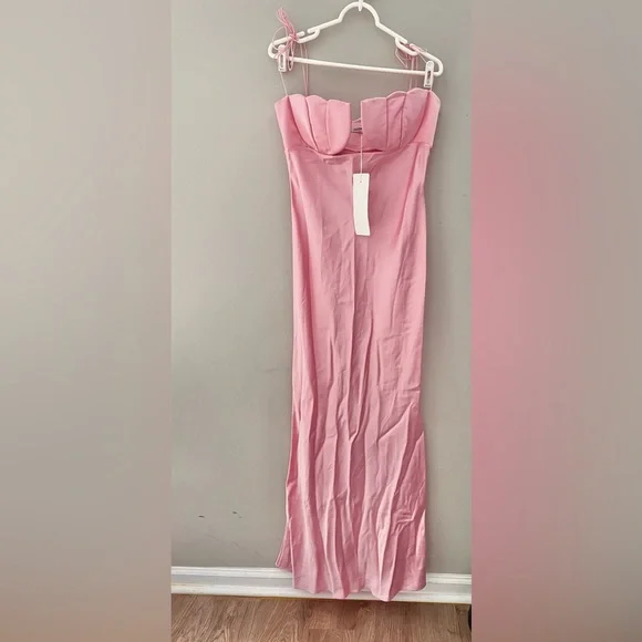 NWT Anna October Tulip Satin Maxi Dress In Pink Size XL - Picture 3 of 10